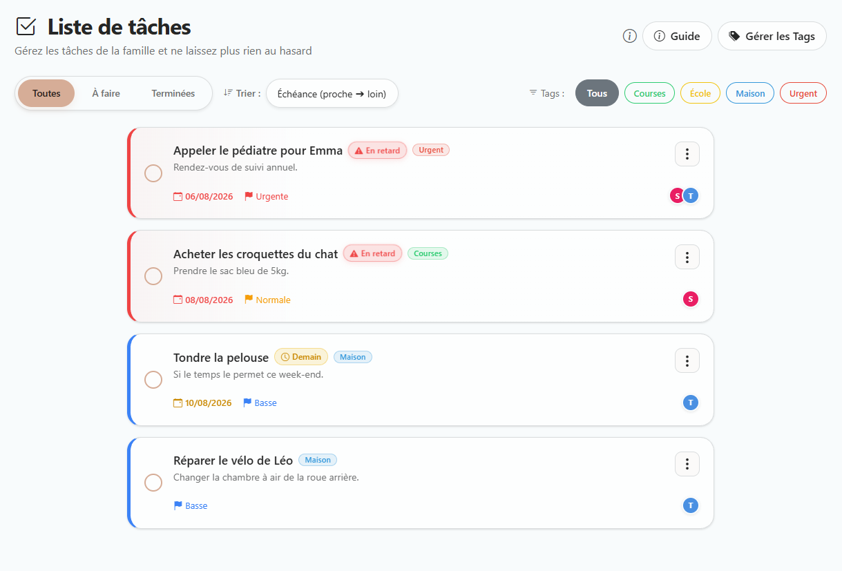 Listes de tâches